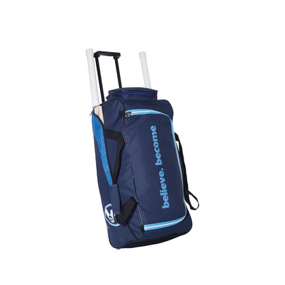 SG Cricket Kit Bag CLUBPAK Plus Trolley | NVY/Teal | Large | Polyester | Unisex | Durable Design | Spacious Storage | Easy to Carry | Trolley Style | Ideal for Cricket Gear