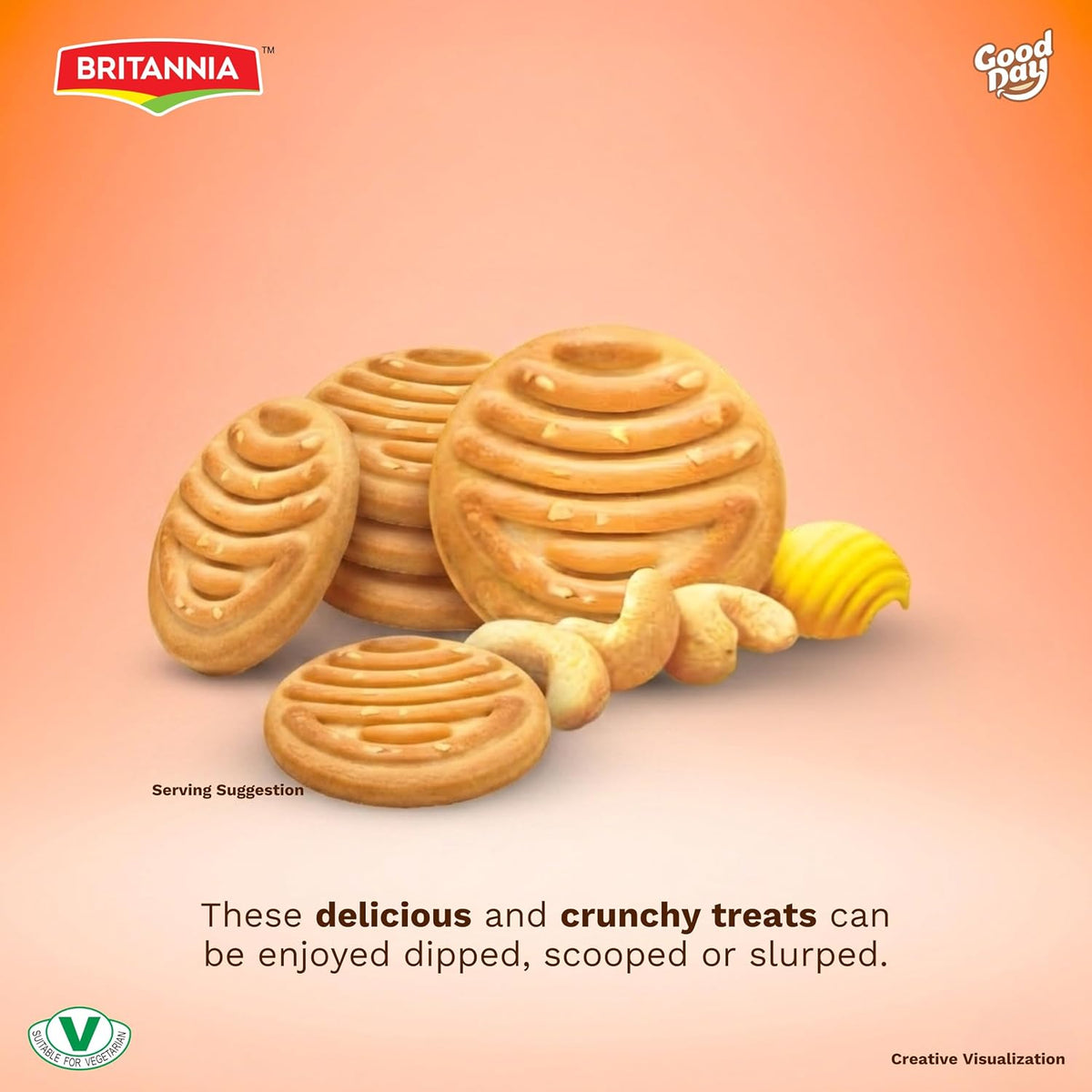 Britannia Good Day Cashew Cookies Value Pack, 600g (21.16 oz) – Crunchy Cashew Biscuits, Nutty Tea-Time & Anytime Snack