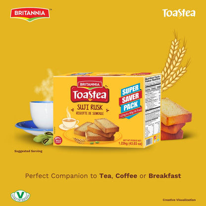 Britannia Wheat/Suji  Rusk 1.22Kg | Super Saver Pack | Crispy & Crunchy Pack for Breakfast