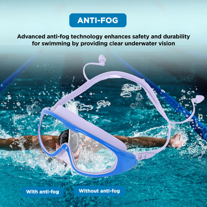 Endless EL1009 Premium Swimming Goggle with Anti-Fog and UV Protection | Material : Silicon, PU | Stylish Big Frame for more Visibility | Soft Silicone Gasket for Leak Proof | With Hard Case