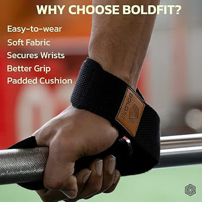 Boldfit Weight Lifting Straps and Wrist Support for Gym - Accessories for Men and Women - Deadlift Strap for Weightlifting and Grip