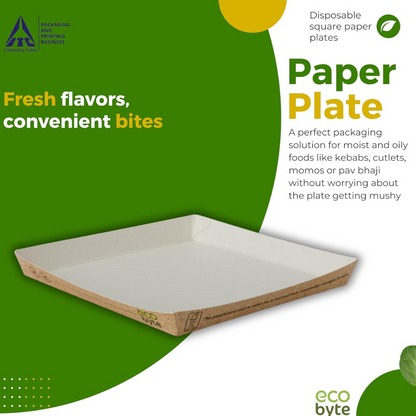 EcoByte ITC 4-Inch Square Paper Plates , Pack of 50 | Durable Small-Sized Paper Plates Ideal for Parties, Picnics, and Food Sampling | Lightweight and Convenient Tableware