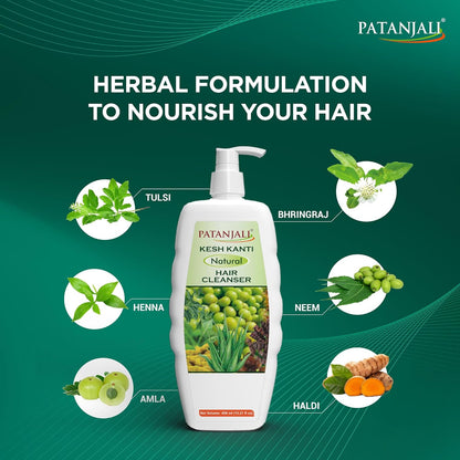 Patanjali Kesh Kanti Natural Shampoo 15.21 flOz | Herbal Ayurvedic Hair Cleanser with Amla, Shikakai, Neem & Aloe Vera | Gently Cleanses Scalp, Helps Reduce Hair Fall & Dandruff