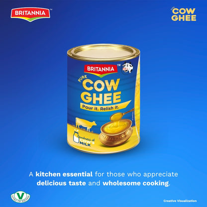 Britannia Pure Ghee Traditional Clarified Butter Rich Aroma & Flavor Ideal for Cooking, Baking & Frying 32oz (907g) Pack of 1