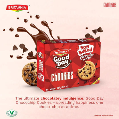 Britannia Good Day Soft Baked Choco Chip Cookies Rich Chocolate Flavor Soft & Chewy Snack Perfect for Kids & Adults 7.05oz (200g)