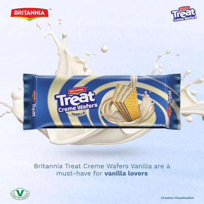 Britannia Treat Wafer Vanilla delivers a light and satisfying snack experience with crispy layers and smooth vanilla cream in every bite. This 28oz pack contains 10 individually wrapped wafers.