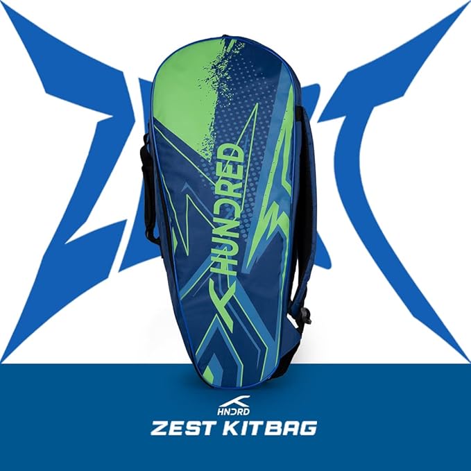 HUNDRED Zest Badminton and Tennis Racquet Kit Bag | Material: Polyester | Multiple Compartment with Side Pouch | Easy-Carry Handle | Padded Back Straps | Front Zipper Pocket