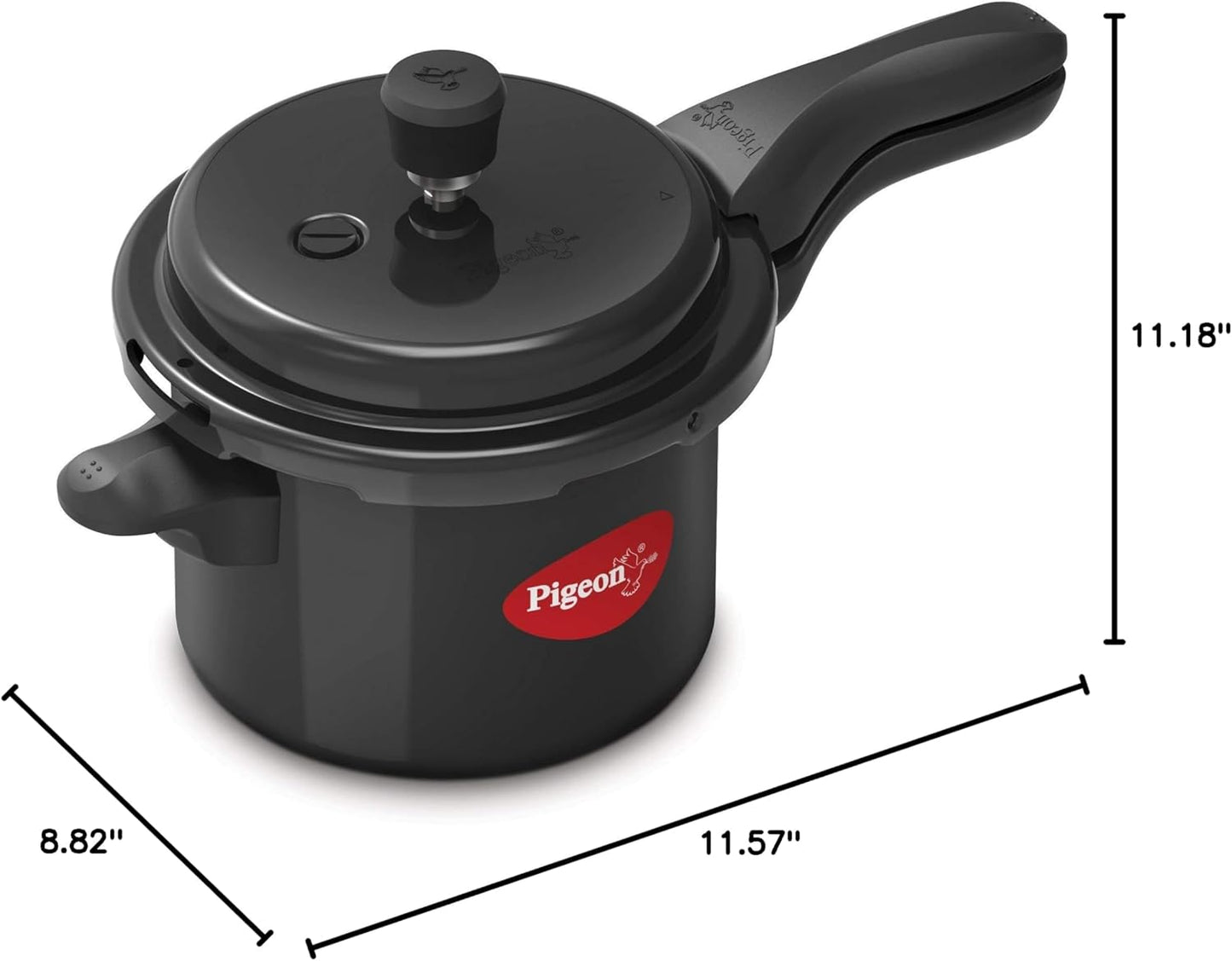 Pigeon Pressure Cooker - Hard Anodized - Cook delicious food in less time: soups, rice, legumes, Black