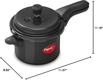 Pigeon Pressure Cooker - Hard Anodized - Cook delicious food in less time: soups, rice, legumes, Black