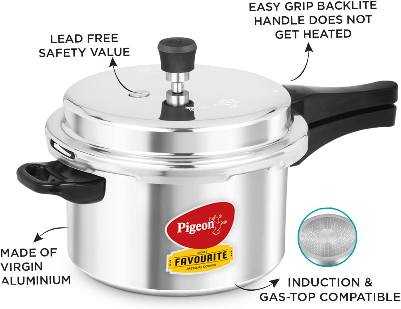 Pigeon Favorite Al Outer Aluminum Pressure Cooker, Silver