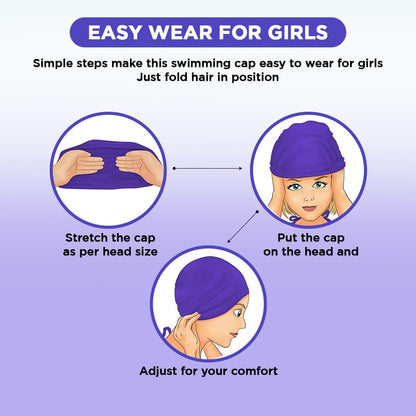 Endless EL1023 Comfortable Silicon Swimming Cap with Ergonomic Ear Pockets | Fully Elastic Waterproof Cap for Long and Short Hair with Thicker Edge | For Adults, Women and Men| Size: Free Size | Material : Silicon