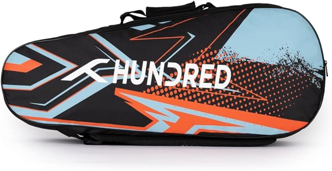 HUNDRED Zest Badminton and Tennis Racquet Kit Bag | Material: Polyester | Multiple Compartment with Side Pouch | Easy-Carry Handle | Padded Back Straps | Front Zipper Pocket