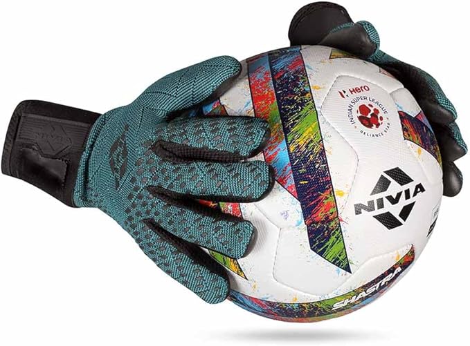 Nivia Force Goalkeeper Hand Gloves with Grip (Blue/Black, S) | for Men & Women | for Football, Soccer goalkeeping