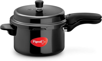 Pigeon Pressure Cooker - Hard Anodized - Cook delicious food in less time: soups, rice, legumes, Black
