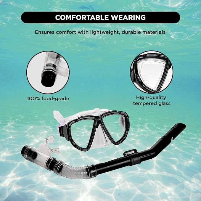 ENDLESS EL1015 Snorkel Mask with Dry Top Breathing System | Material: Silicon, Plastic | with Anti-Fog and UV Protection | Diving Mask with Waterproof Equipment for Adults and Children