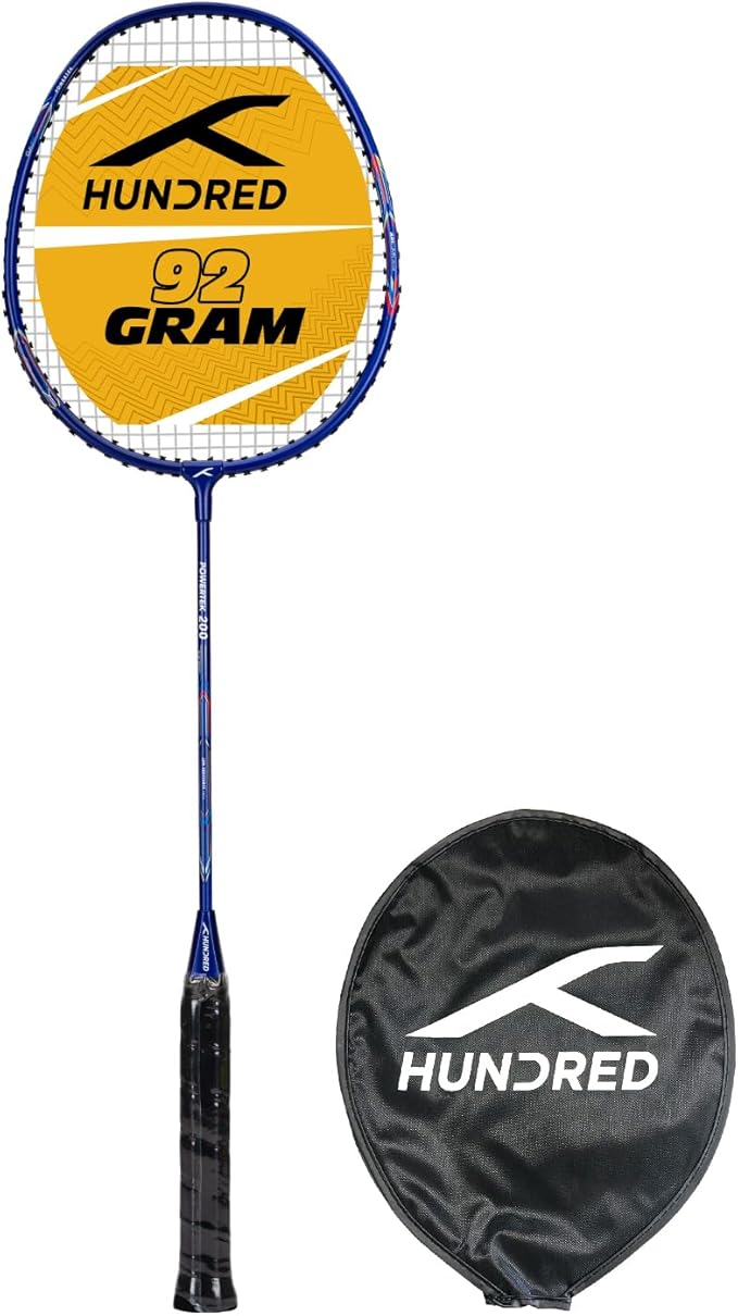 HUNDRED Powertek 200 PRO Badminton Racquet with Head Cover | Strung | Material: Aluminium | for Intermediate Players | 95 Grams | Maximum String Tension: 18-20lbs