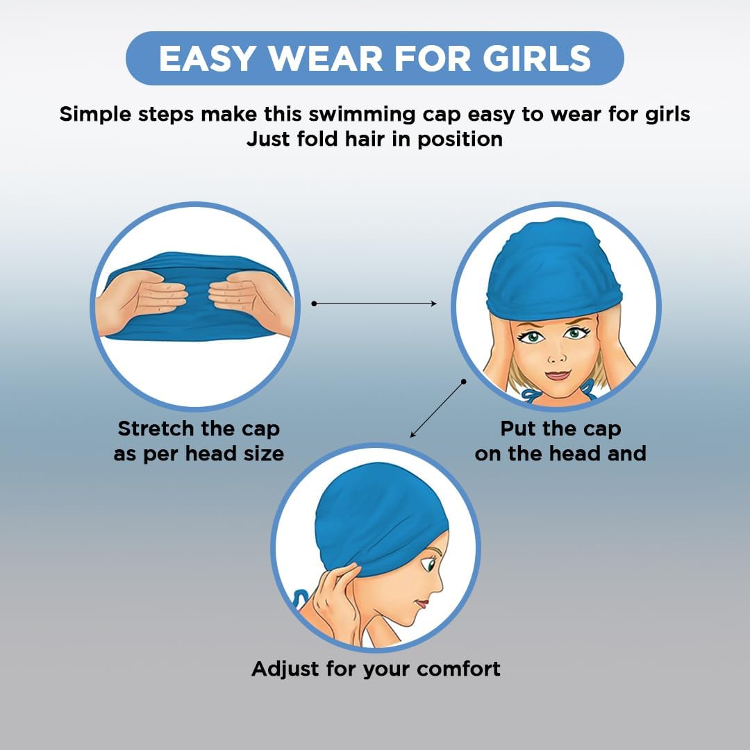 Endless EL1023 Comfortable Silicon Swimming Cap with Ergonomic Ear Pockets | Fully Elastic Waterproof Cap for Long and Short Hair with Thicker Edge | For Adults, Women and Men| Size: Free Size | Material : Silicon