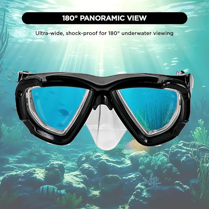 ENDLESS EL1015 Snorkel Mask with Dry Top Breathing System | Material: Silicon, Plastic | with Anti-Fog and UV Protection | Diving Mask with Waterproof Equipment for Adults and Children