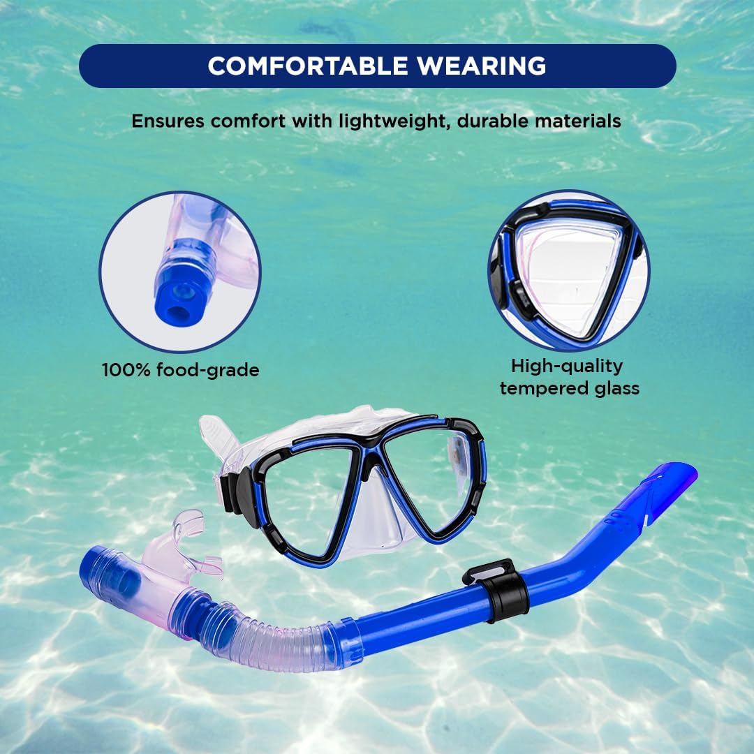 ENDLESS EL1015 Snorkel Mask with Dry Top Breathing System | Material: Silicon, Plastic | with Anti-Fog and UV Protection | Diving Mask with Waterproof Equipment for Adults and Children