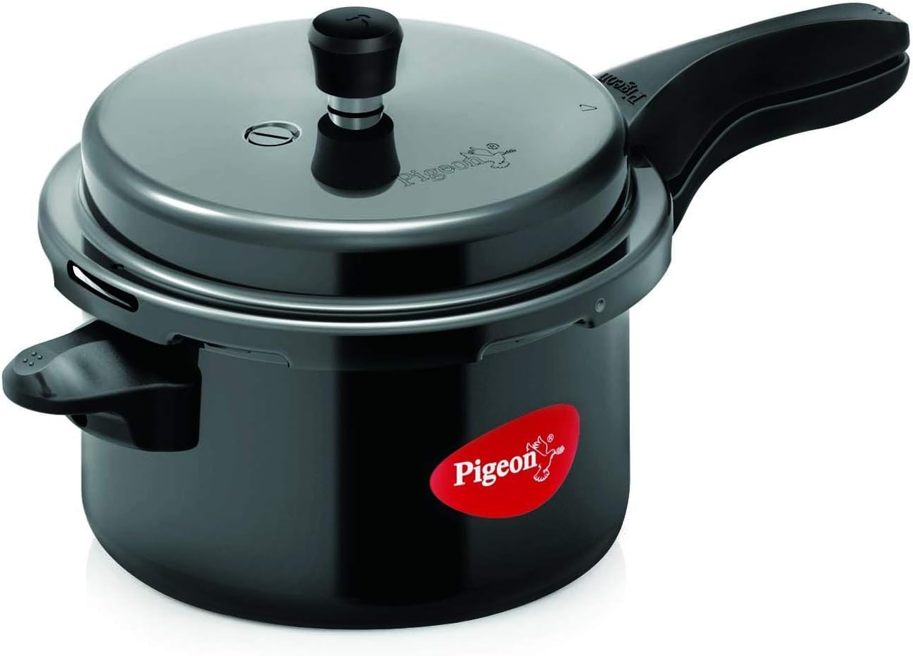 Pigeon Pressure Cooker - Hard Anodized - Cook delicious food in less time: soups, rice, legumes, Black