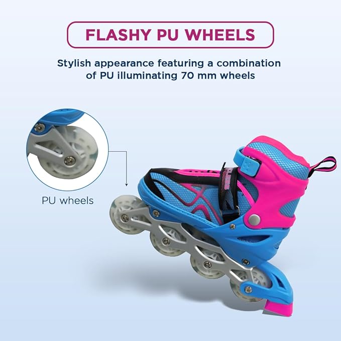 Endless EL1027 Inline Adjustable Skate | for Unisex 12 Years & Above | Aluminium Chassis & 70mm PU Wheels | All Wheels Flash- ABEC 7 Bearings