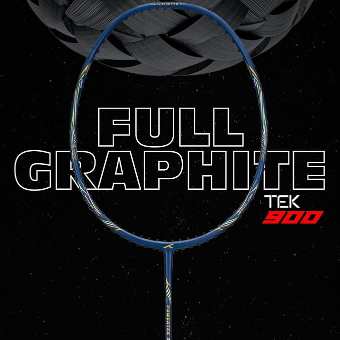 Hundred POWERTEK 900 Badminton Racquet with Cover (Grip Size: 3 1/4 inches) | Strung | Material: Full Graphite | for Intermediate Player | 84 Grams | Maximum String Tension: 26lbs