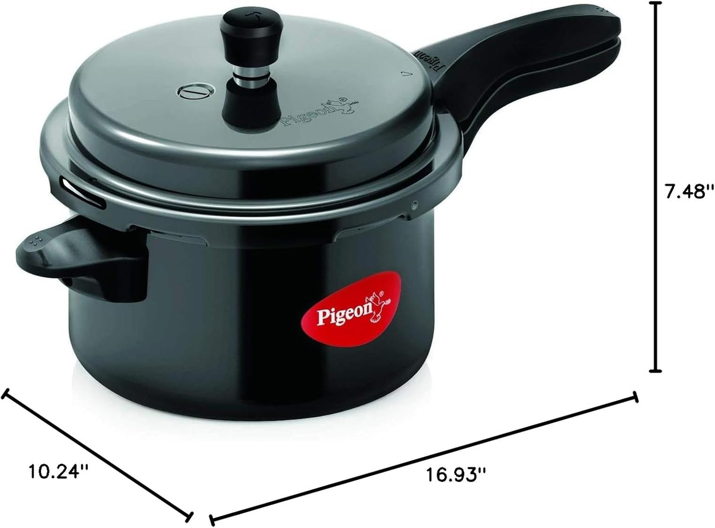 Pigeon Pressure Cooker - Hard Anodized - Cook delicious food in less time: soups, rice, legumes, Black