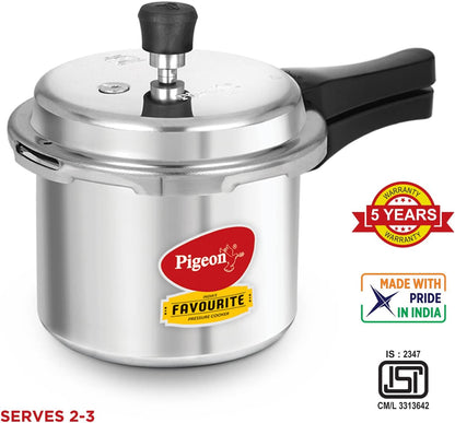 Pigeon Favourite Alluminum Pressure Cooker With Inner Lid, 3 Litres, Silver