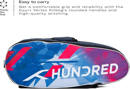 HUNDRED Ideal Badminton and Tennis Racquet Kit Bag | Material: Polyester | Double Compartment with Side Pouch | Easy-Carry Handle | Padded Back Straps | Front Zipper Pocket