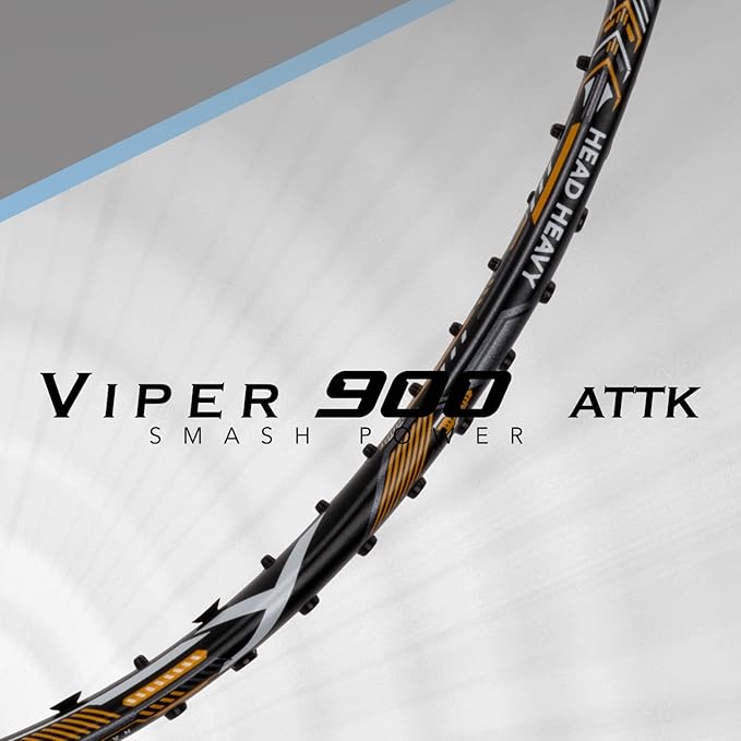 HUNDRED Viper 900 Badminton Racquet with Full Cover | Material: Carbon Fibre | Strung | For Intermediate Players | 79 grams | Balance Point: 298 mm | Maximum String Tension:32lbs