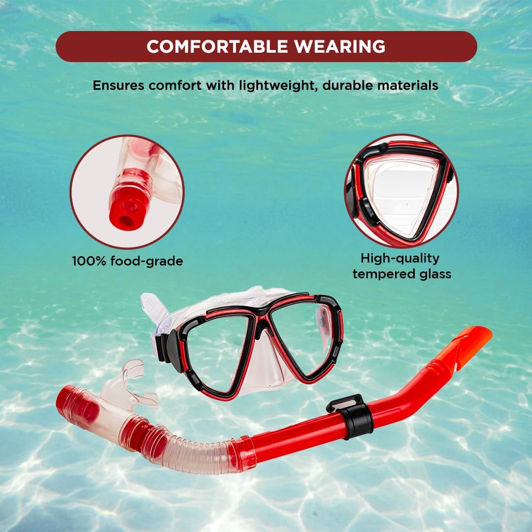 ENDLESS EL1015 Snorkel Mask with Dry Top Breathing System | Material: Silicon, Plastic | with Anti-Fog and UV Protection | Diving Mask with Waterproof Equipment for Adults and Children