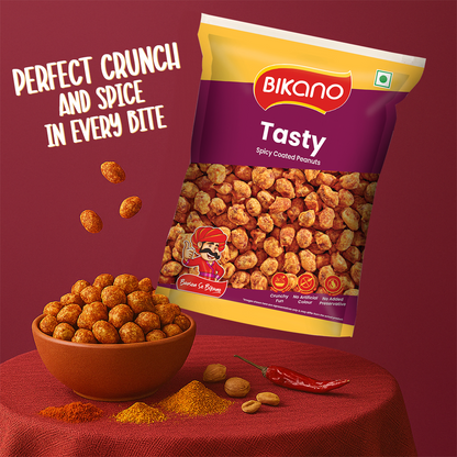 Bikano Tasty Spicy Crunchy & Roasted Snack | Premium Nutty Delight with Rich Spices | Perfect Munch for Any Time | Packed with Bold Flavors & Quality Ingredients – 350g