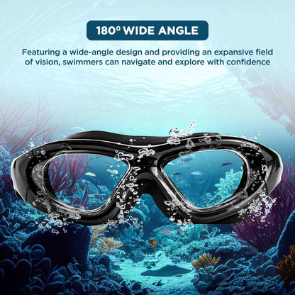 Endless EL1007 Premium Swimming Goggle with Anti-Fog and UV Protection | Material : Silicon, PU | Stylish 180 Degree Wide View Glasses | Soft Silicone Gasket for Leak Proof | With Hard Case