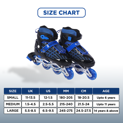 Endless EL1025 Inline Adjustable Skates | Aluminium Chassis and 70 mm PU Wheels | Front Wheel Flash, ABEC 7 Bearings | In-Outdoor