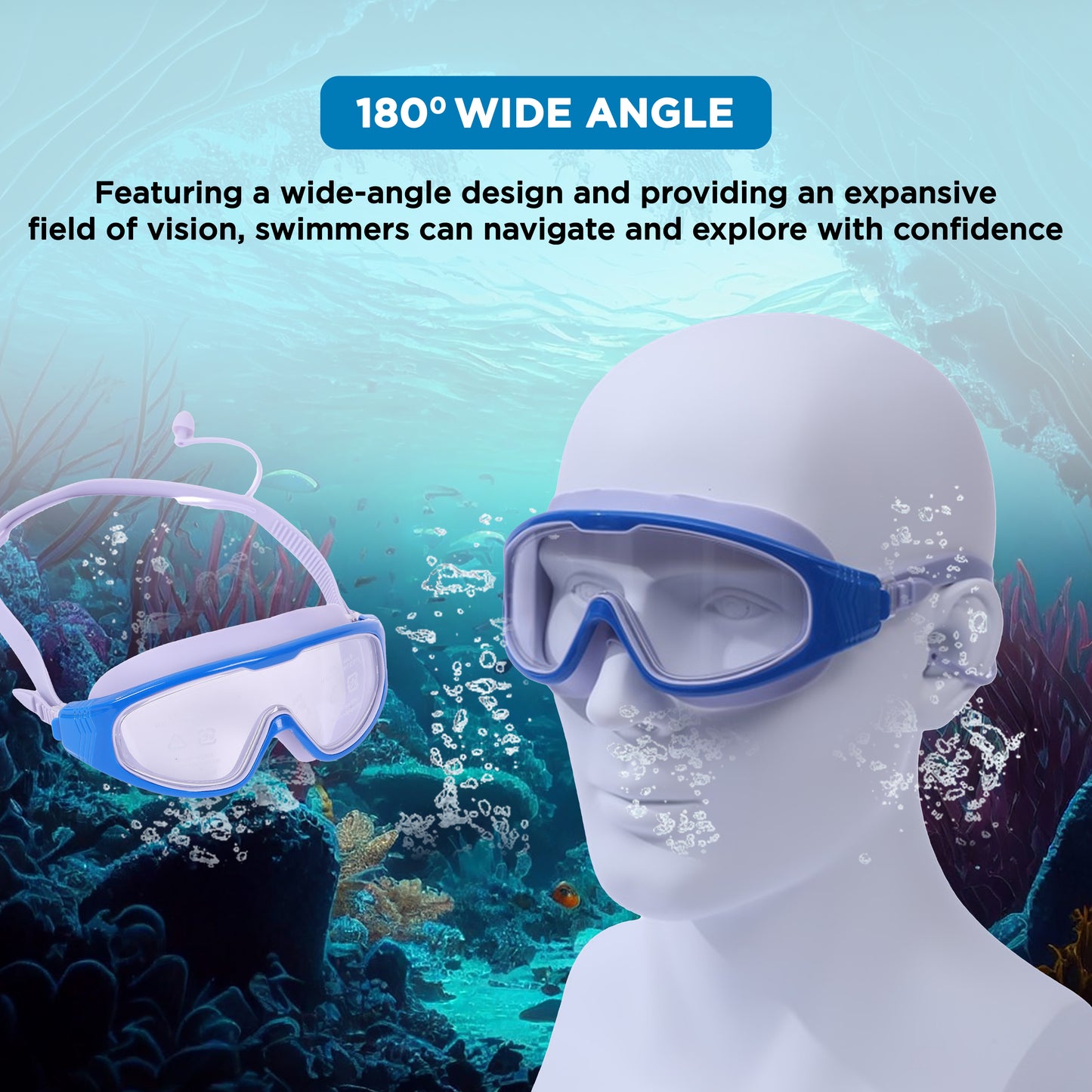 Endless EL1009 Premium Swimming Goggle with Anti-Fog and UV Protection | Material : Silicon, PU | Stylish Big Frame for more Visibility | Soft Silicone Gasket for Leak Proof | With Hard Case