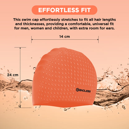 Endless EL1021 Comfortable Silicon Swimming Cap with Bubble Design | Elastic Waterproof Swimming Cap for Long and Short Hair with Thicker Edge | For Adults, Women and Men| Size:Free Size | Material : Silicon