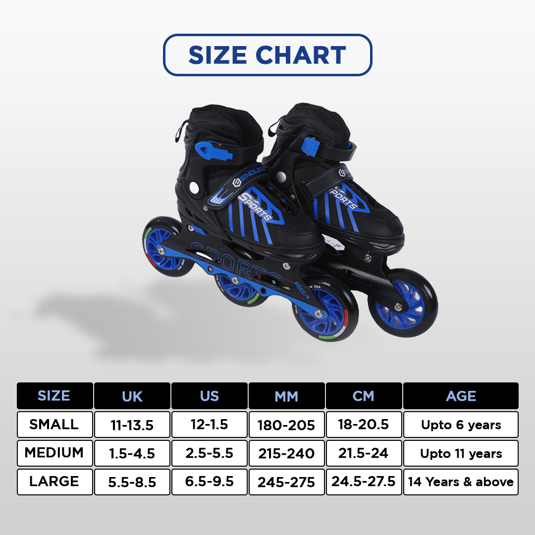 Endless EL1031 Inline Adjustable Skates for 3 to 6 Years | Aluminium Chassis and 100 mm PU Three Wheels | With ABEC 9 Bearings | Indoor and Outdoor