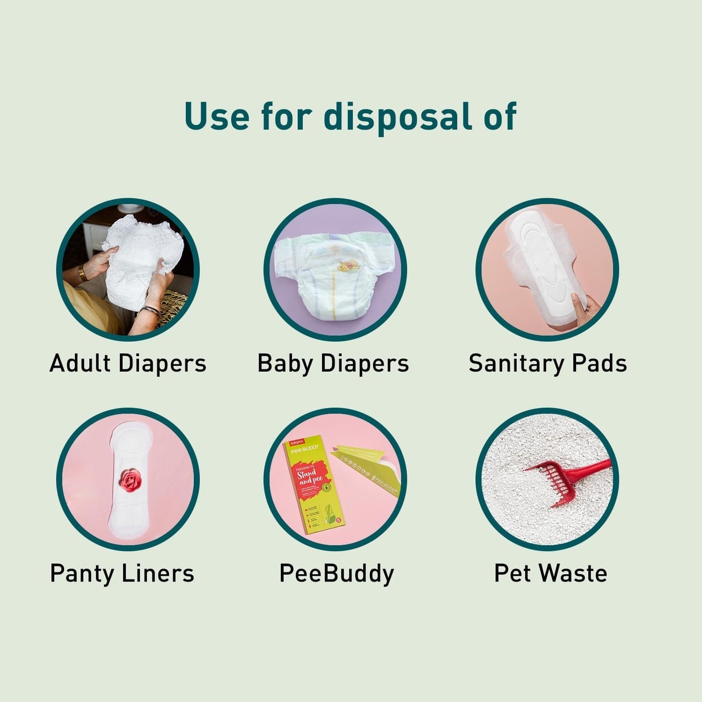 Sirona Premium Adult Diaper Disposable Bags - 30 Bags | Odor Sealing for Diapers, Food Waste, Pet Waste, Sanitary Product Disposal | Durable and Unsce