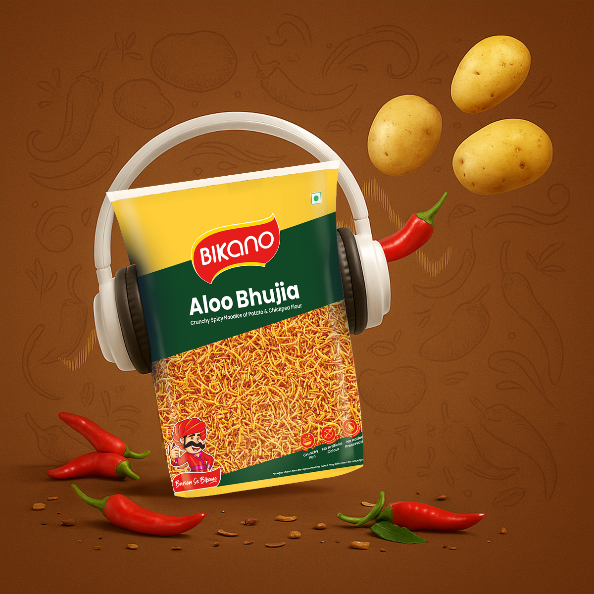 Bikano Aloo Bhujia | 1kg | Crunchy and Spicy Aloo Bhujia Snack | Perfect Tea-Time Namkeen