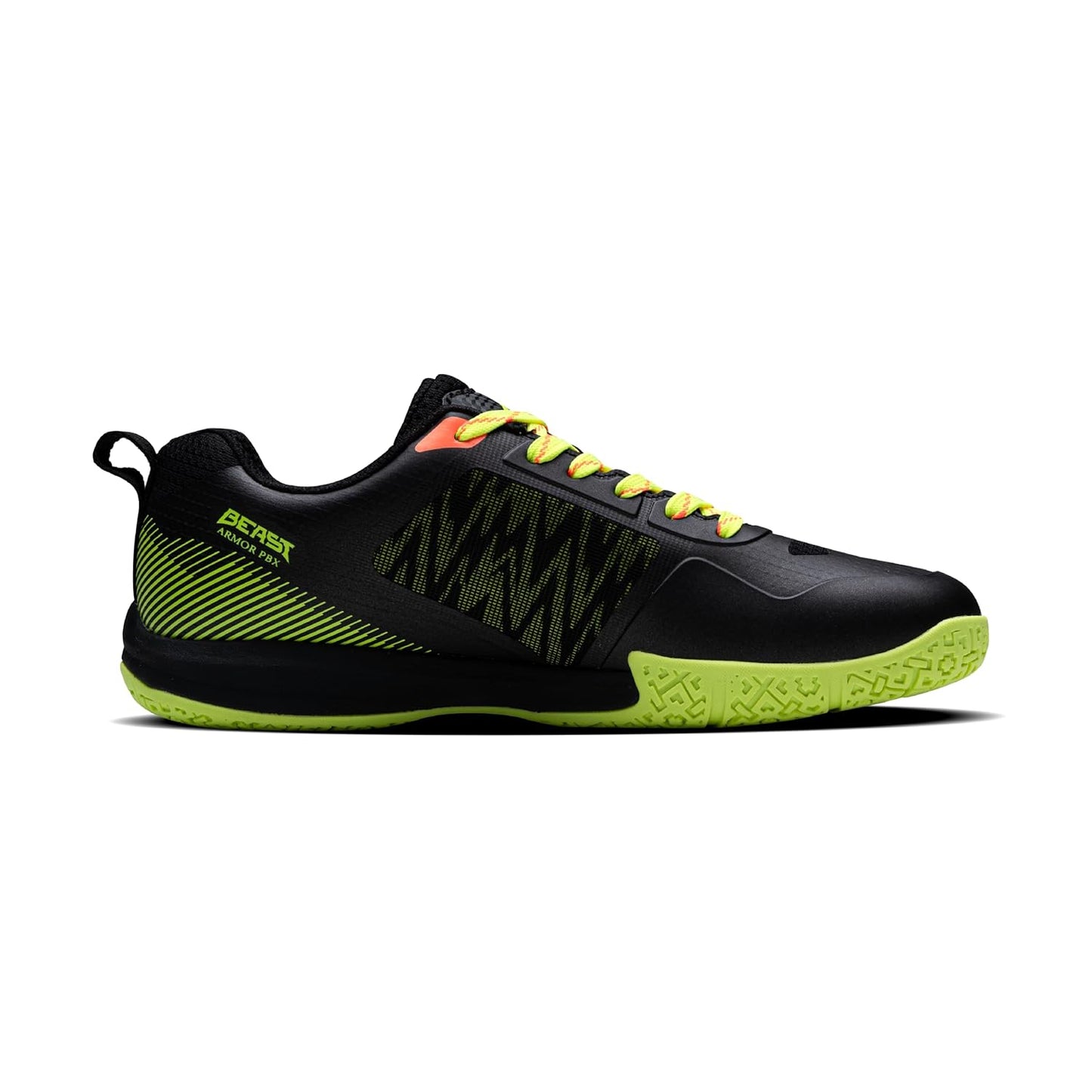 Hundred Beast Armor PBX Unisex Non-Marking Pickleball Shoes | Lightweight Comfort and Cushioned Grip for Indoor & Outdoor Court Play (Black/Lime/Orange)