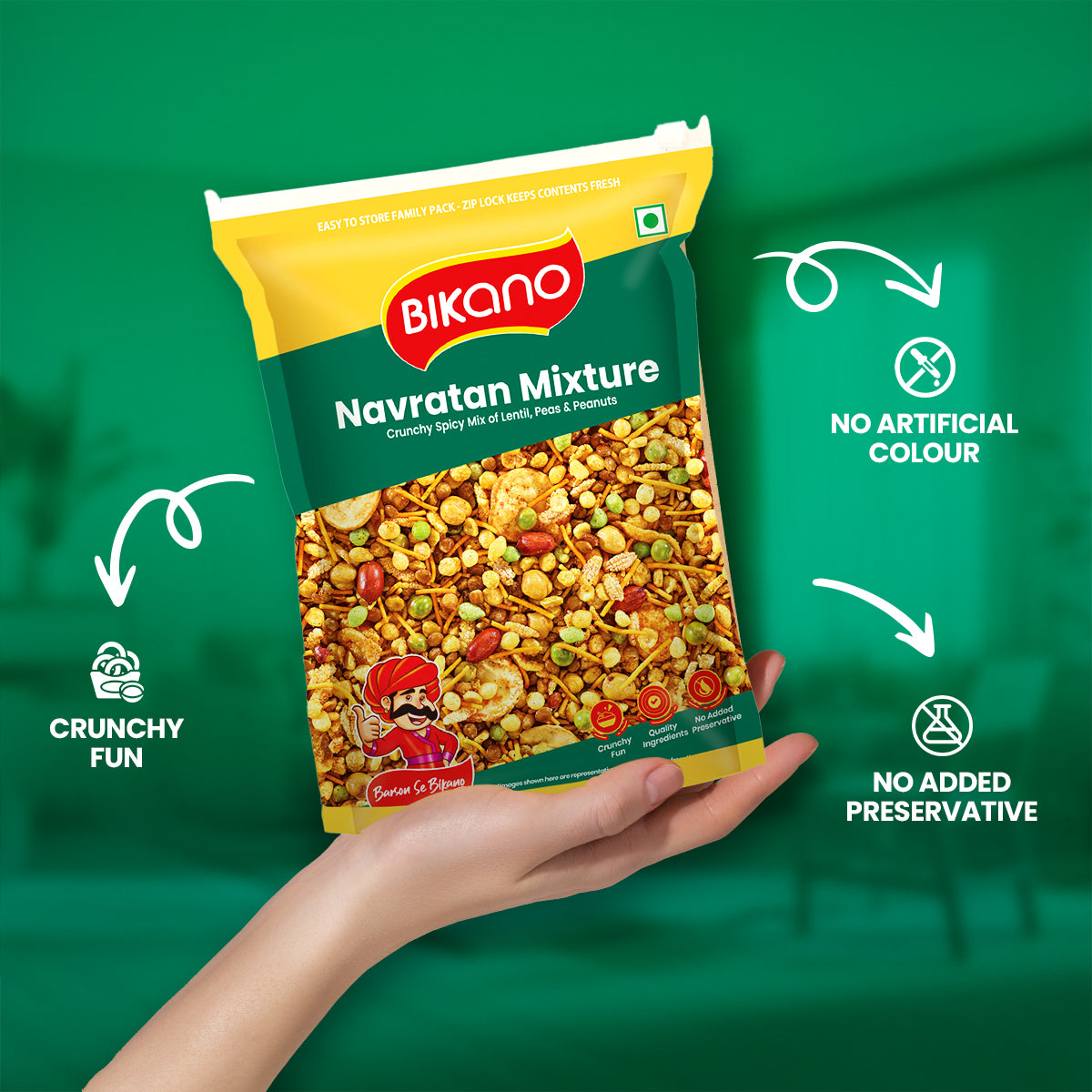 Bikano Navratan Mixture | Crunchy & Spicy Indian Snack | Protein & Fiber-Rich | Tea-Time & Anytime Snack | Premium Quality Ingredients | Fresh & Hygienic Pack | 350g
