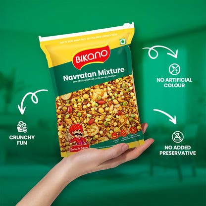 Bikano Navratan Mixture | Crunchy & Spicy Indian Snack | Protein & Fiber-Rich | Tea-Time & Anytime Snack | Premium Quality Ingredients | Fresh & Hygienic Pack | 350g