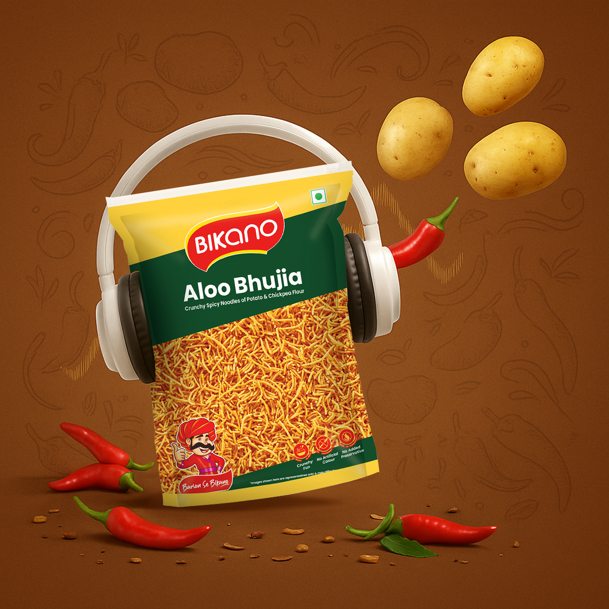 Bikano Aloo Bhujia | 350g | Crunchy and Spicy Aloo Bhujia Snack | Perfect Tea-Time Namkeen