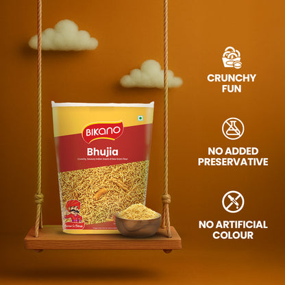 Bikano Bhujia Spicy & Crispy Namkeen | Made with Husked Dew Moth Bean Flour & Chickpea Flour | Authentic Indian Snack with Traditional Spices – 1kg