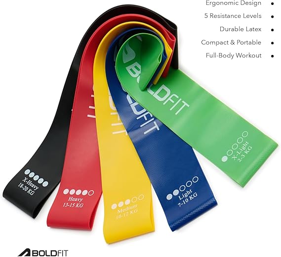 Boldfit Resistance Bands Mini Loop Hip Band Toning Exercise Band for Gym Booty Belt Latex Band Thera Band Theraband for Fitness, Multicolor