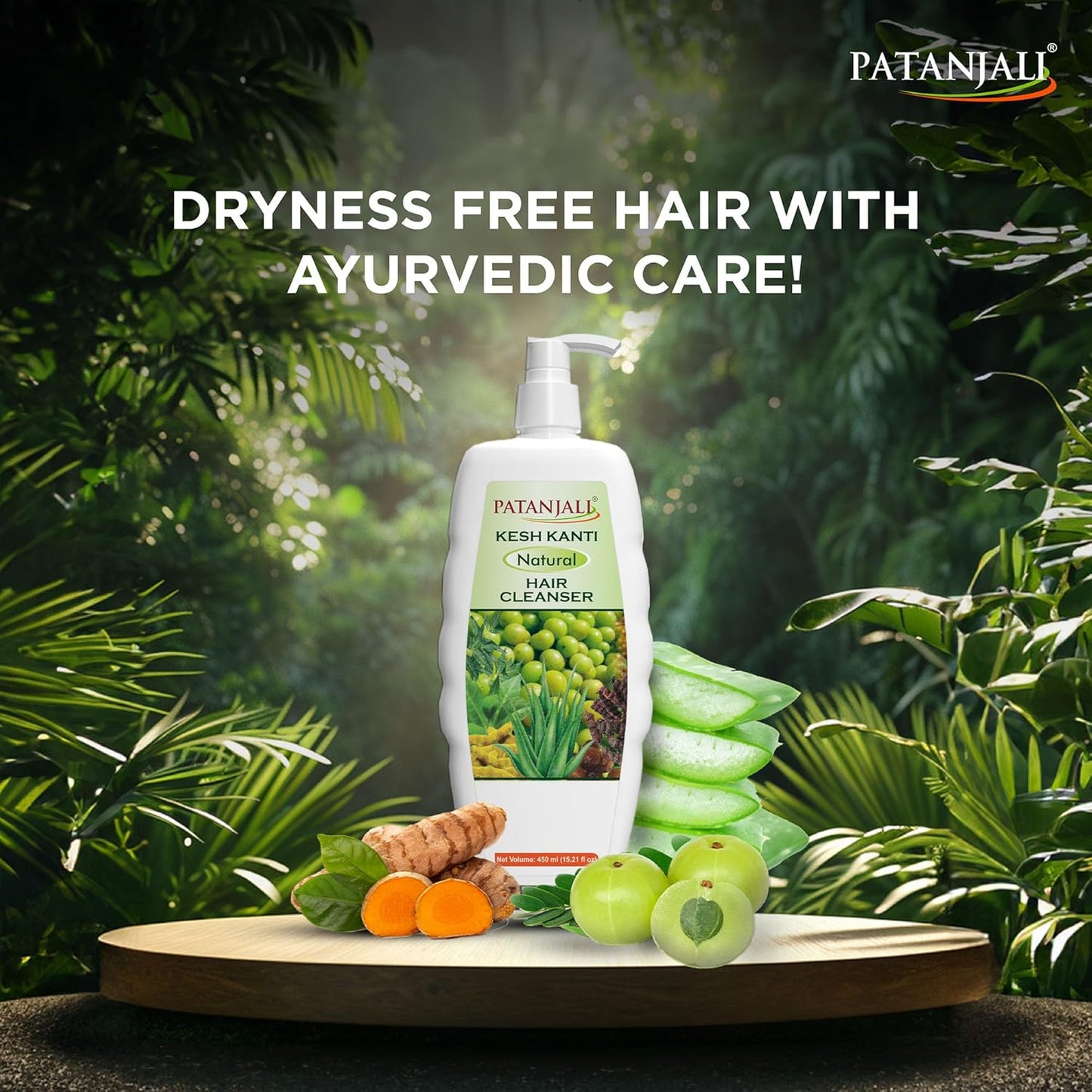 Patanjali Kesh Kanti Natural Shampoo 15.21 flOz | Herbal Ayurvedic Hair Cleanser with Amla, Shikakai, Neem & Aloe Vera | Gently Cleanses Scalp, Helps Reduce Hair Fall & Dandruff