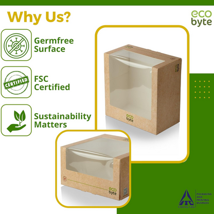 EcoByte ITC Cake Box with Window , 10x10x5 Inch | Pack of 15 | Paper Boxes for Cakes and Pastries | Ideal for Birthdays, Events, and Bakery Display