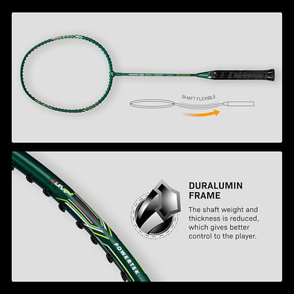 HUNDRED Powertek 200 PRO Badminton Racquet with Head Cover | Strung | Material: Aluminium | for Intermediate Players | 95 Grams | Maximum String Tension: 18-20lbs