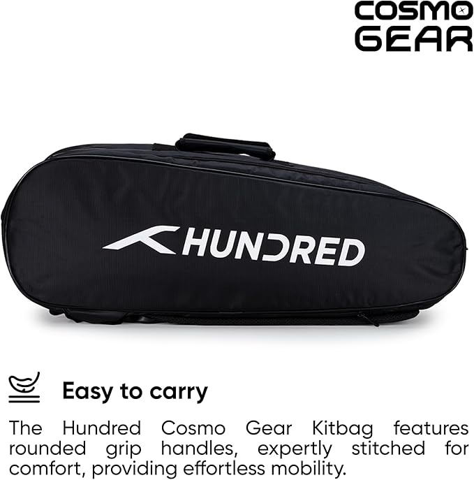 HUNDRED Cosmogear Badminton Kit-Bag | Double Zipper | Bag with Front Zipper Pocket | Material: Polyester| Padded Back Straps | Easy-Carry Handle | For Unisex Adult