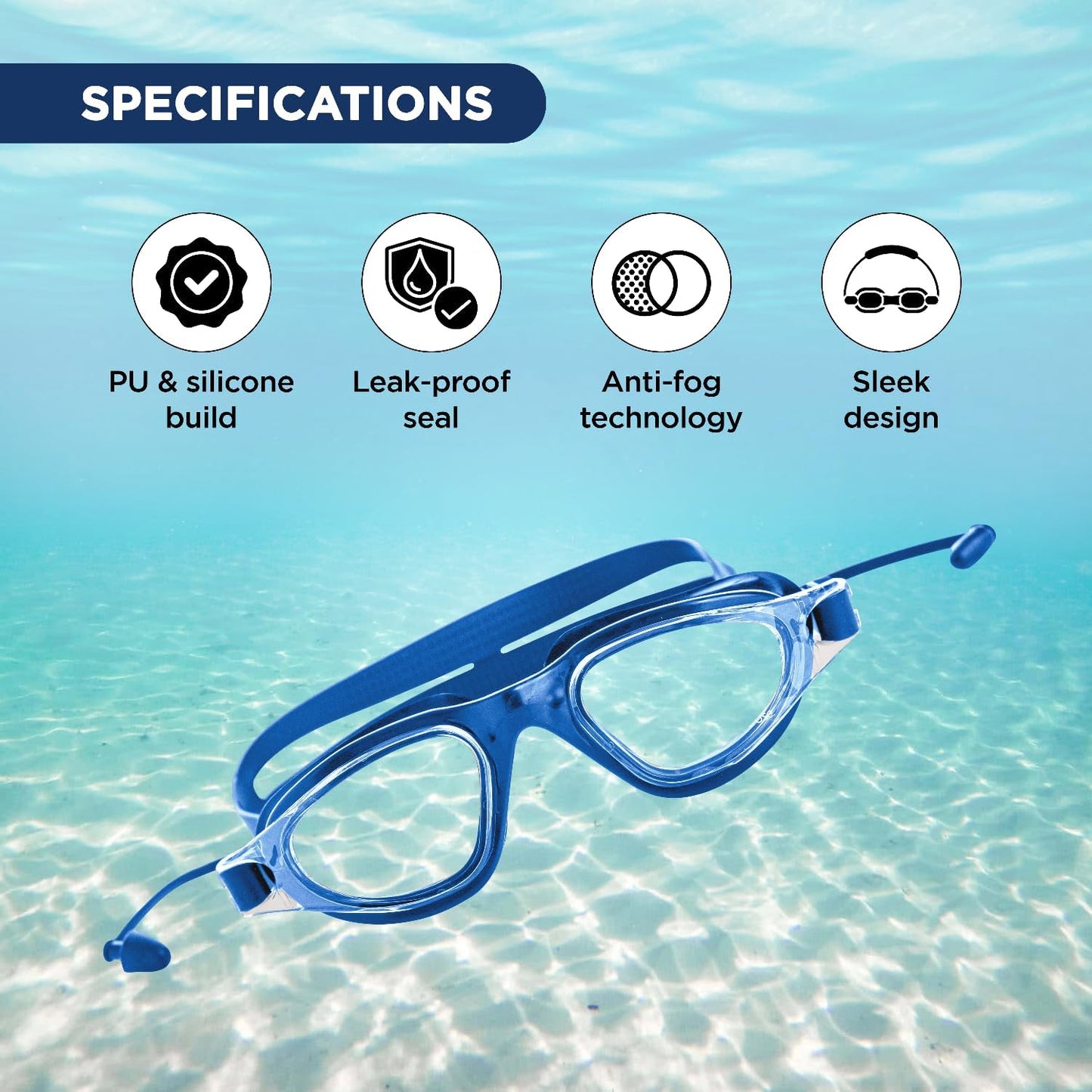 Endless EL1002 Stylish Swimming Goggle with Anti-Fog and UV Protection | Material: Silicon, Plastic | With Adjustable Strap and Ear Buds | Soft Silicon Gasket for Leak Proof | With Hard Case